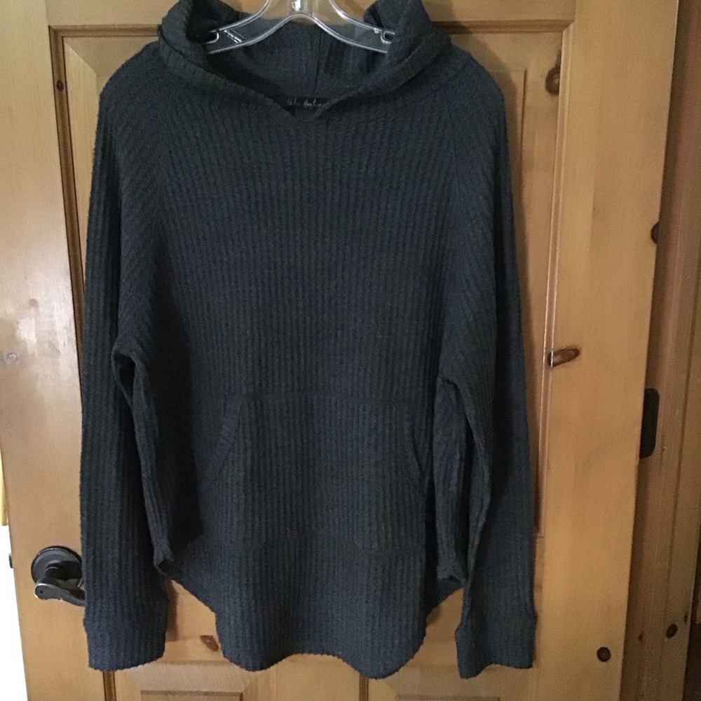 Urban Heritage Gray Ribbed Hoodie Sweater